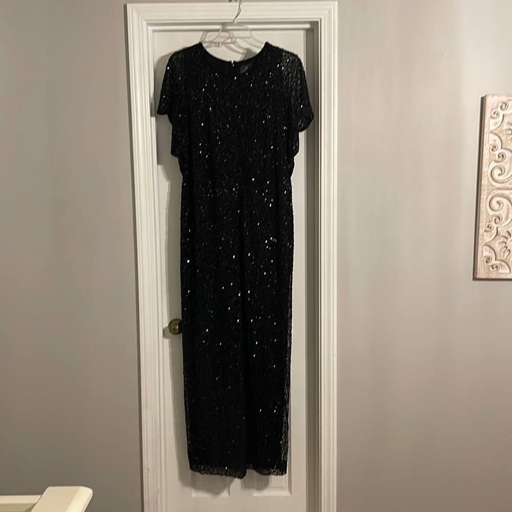 Black Sequin Gown Adrianna Papell